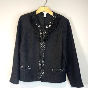 Chicos Classic Prena Jacket Blazer Black Size 2 Large Career Work